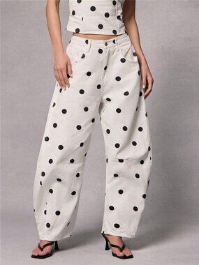 Polka Dot Wide Leg Jeans